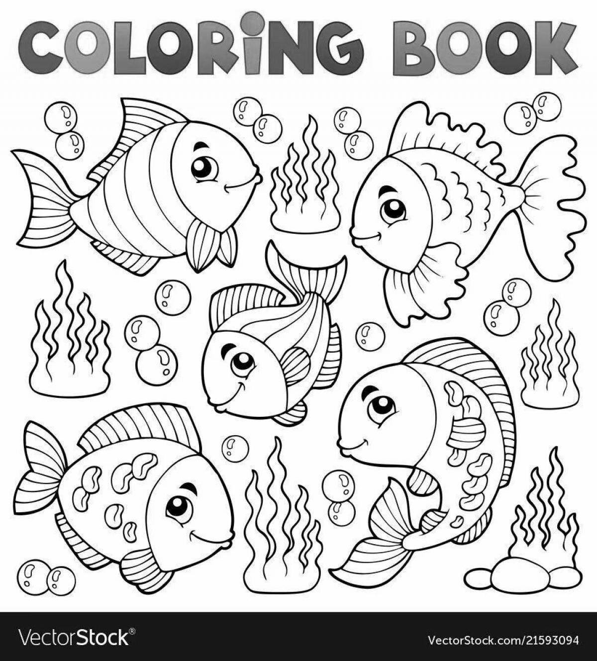 Потрясающая страница раскраски рыбок