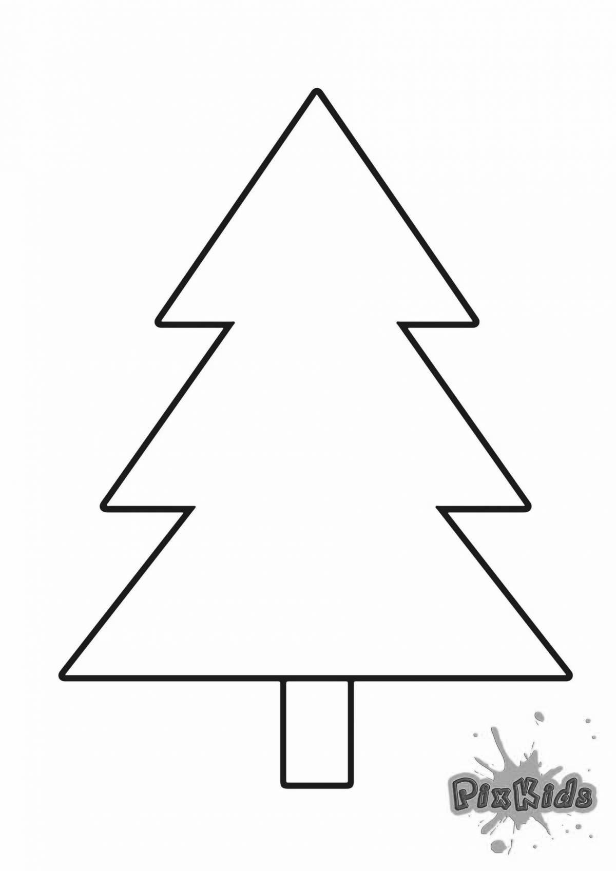 Яркая раскраска рождественская елка контур