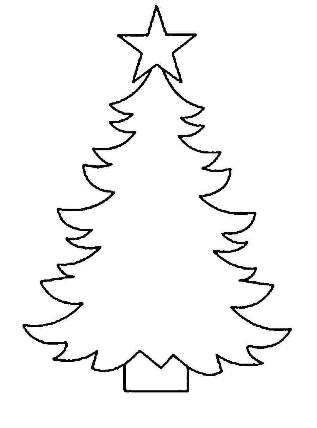 Блестящая раскраска рождественская елка контур