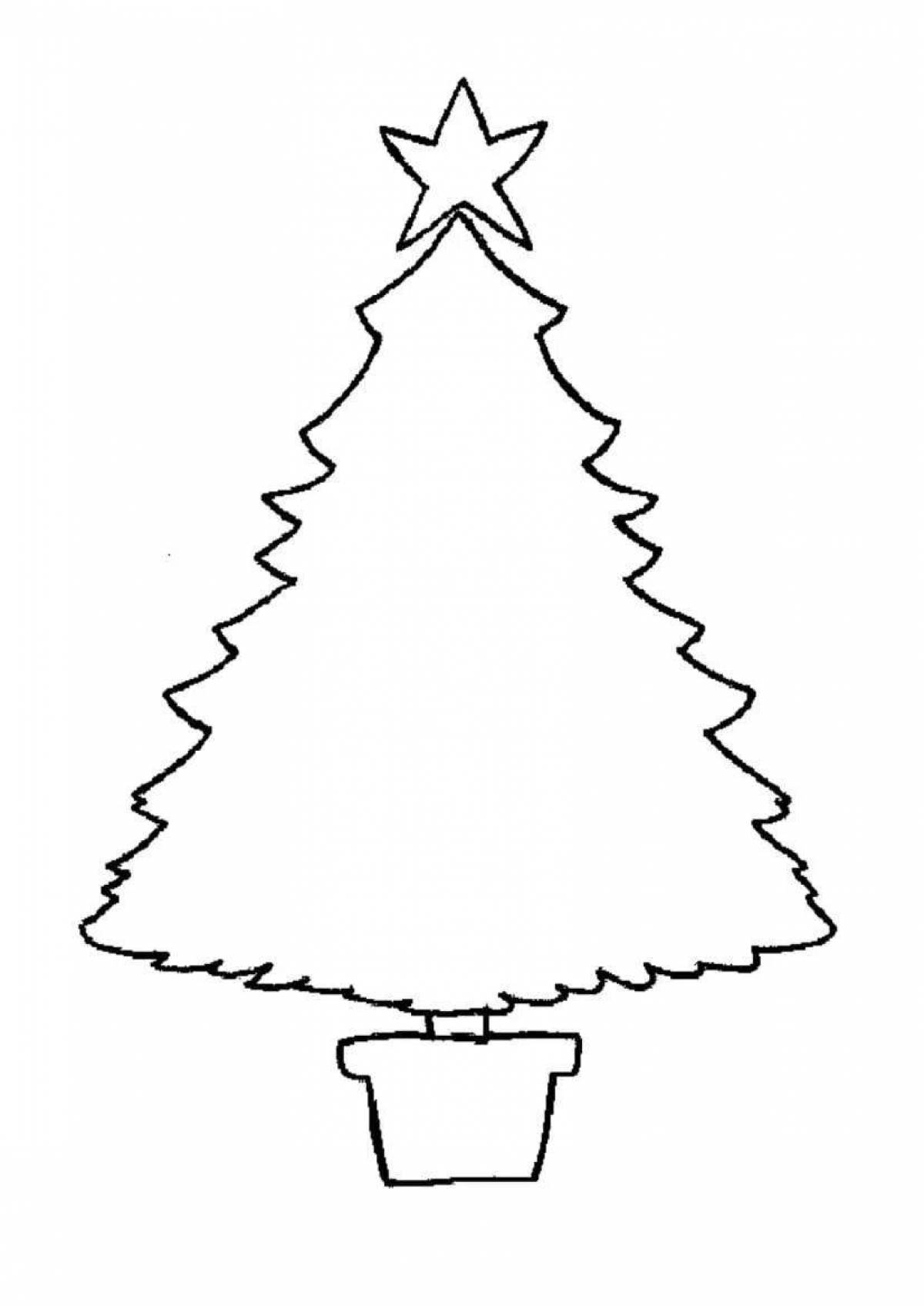 Сверкающая раскраска рождественская елка контур