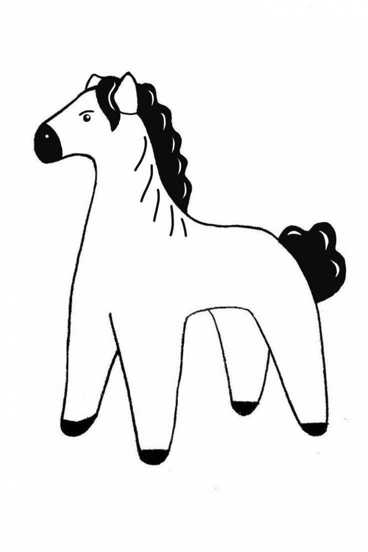Раскраска яркая дымковская лошадь