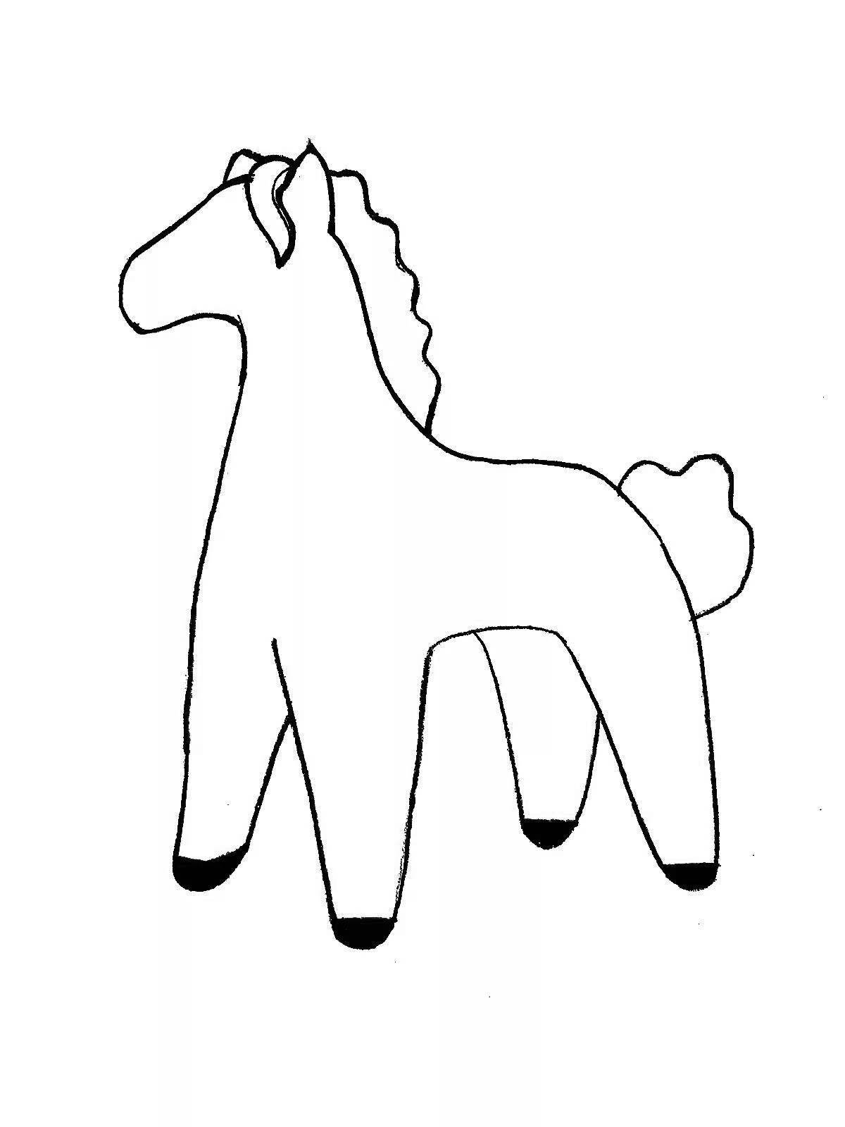 Раскраска восхитительная дымковская лошадь
