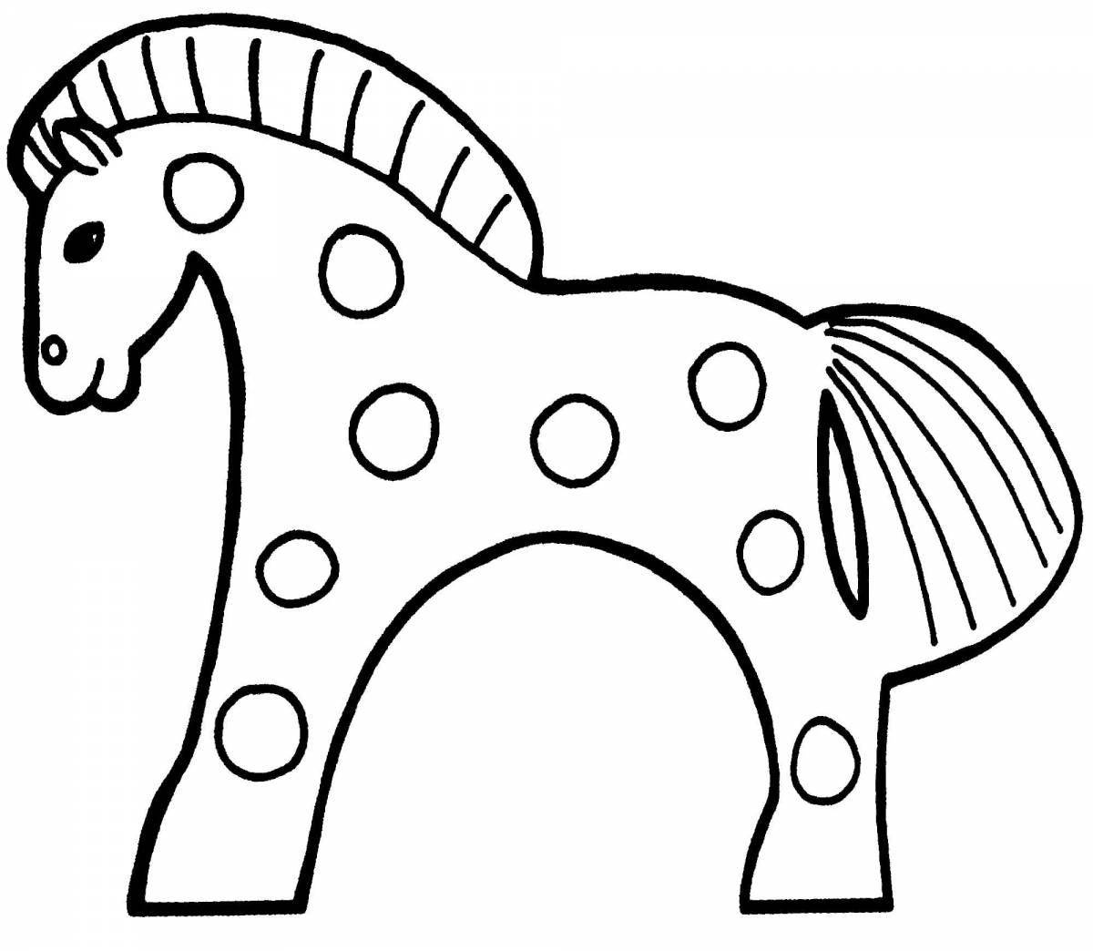Юмористическая дымковская лошадь раскраска
