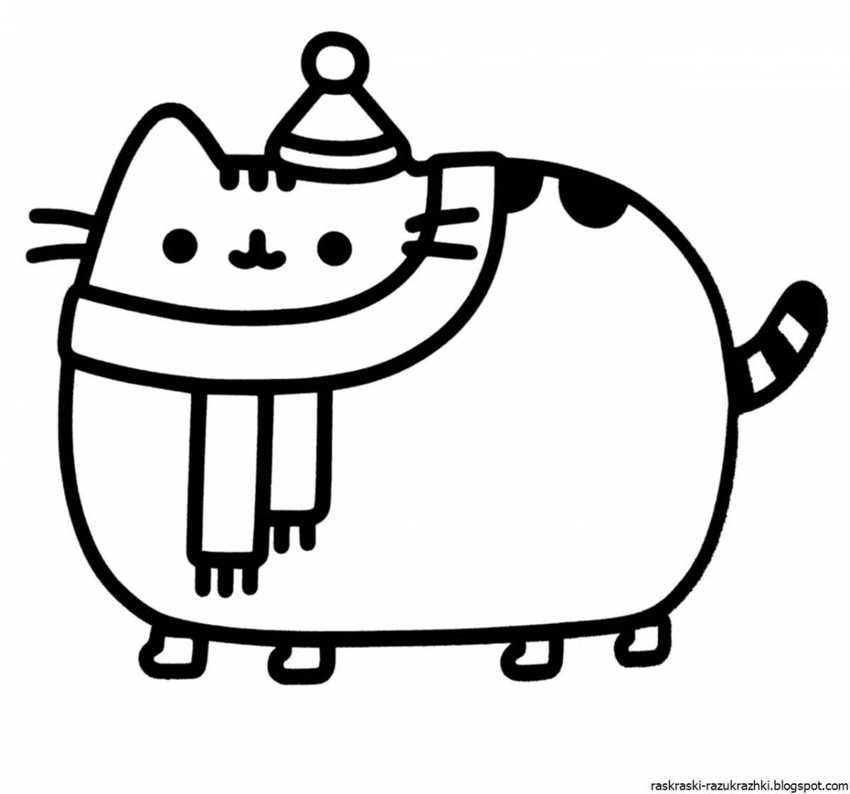 Раскраска красочная суши-кошка