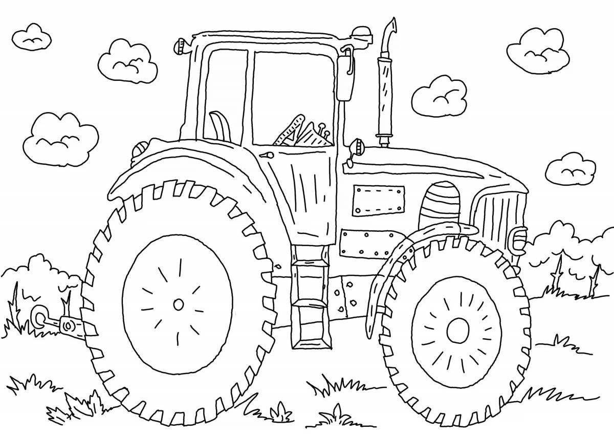 Очаровательная страница-раскраска «трактор blue gosh»