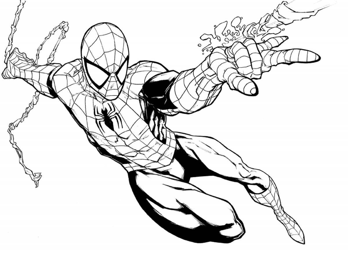Анимированная страница раскраски команды человека-паука