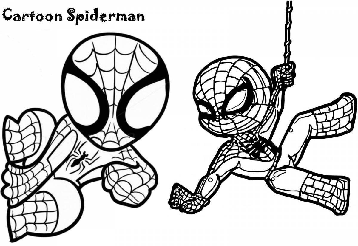 Раскраска юмористическая команда человека-паука
