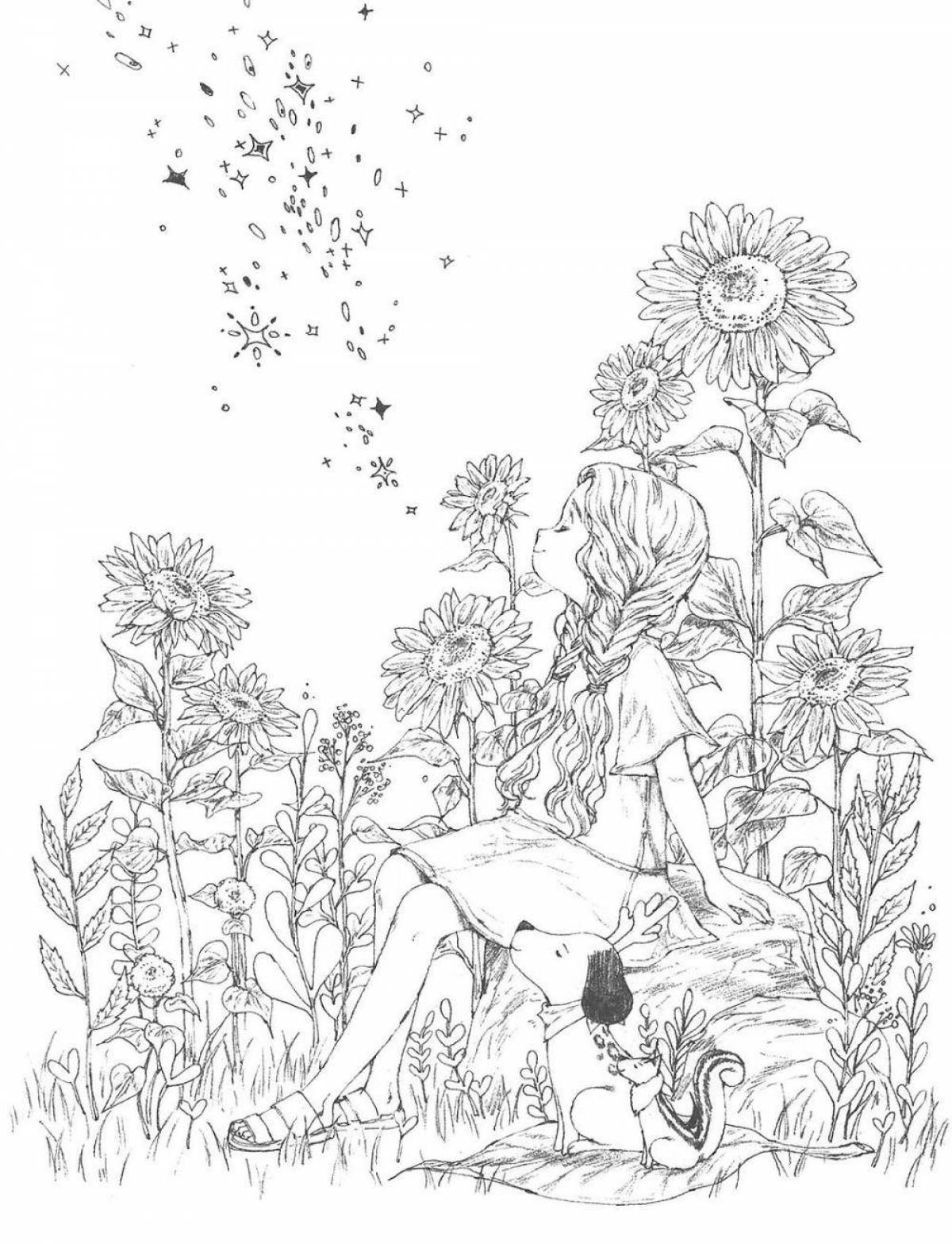 Очаровательная страница раскраски девушки из леса эппол