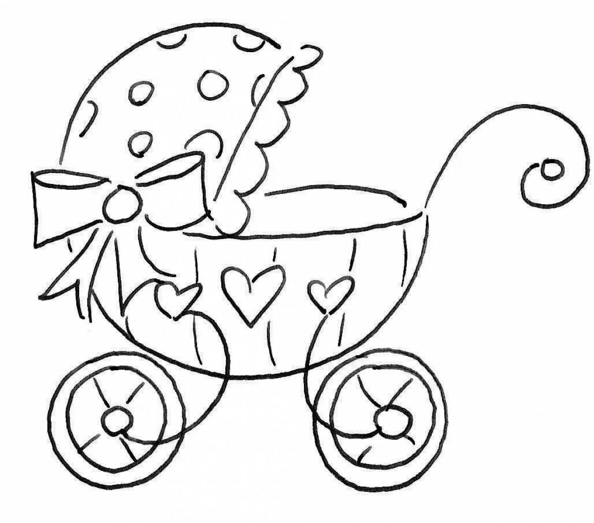 Веселая раскраска малыш в коляске