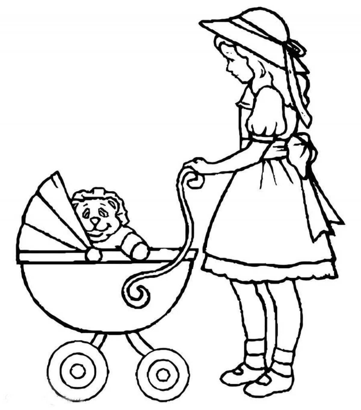 Контент-раскраска «малыш в коляске»