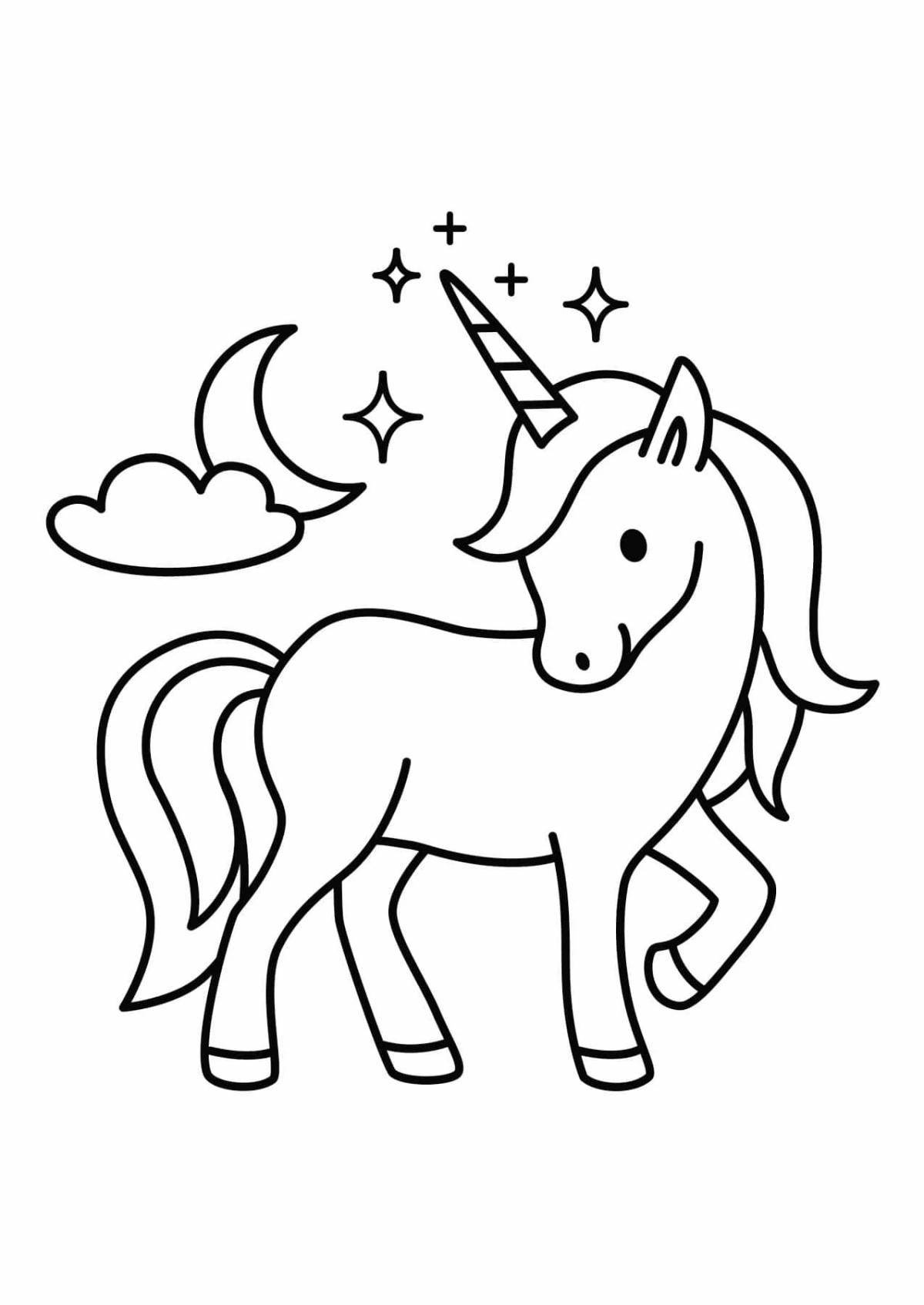 Radiant coloring page for kids unicorn