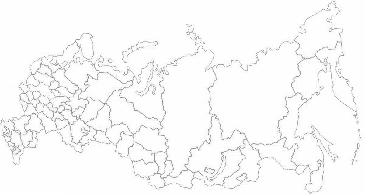 Красочная страница раскраски контурной карты россии