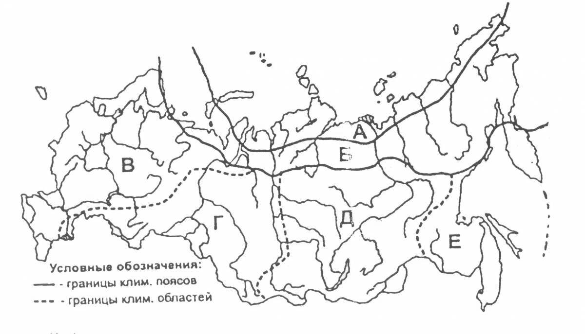 Раскраска контурная карта россии