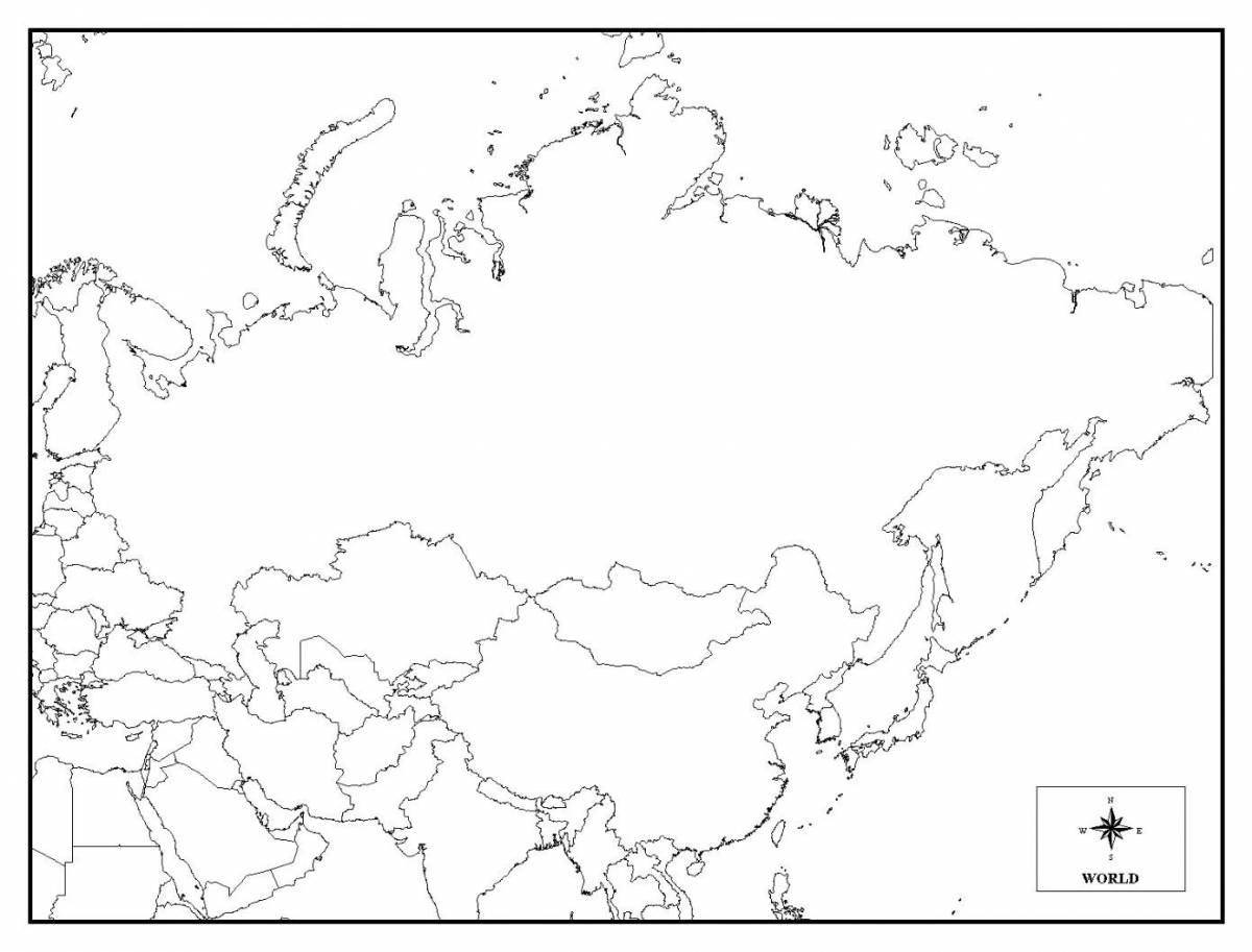 Раскраска потрясающая контурная карта россии