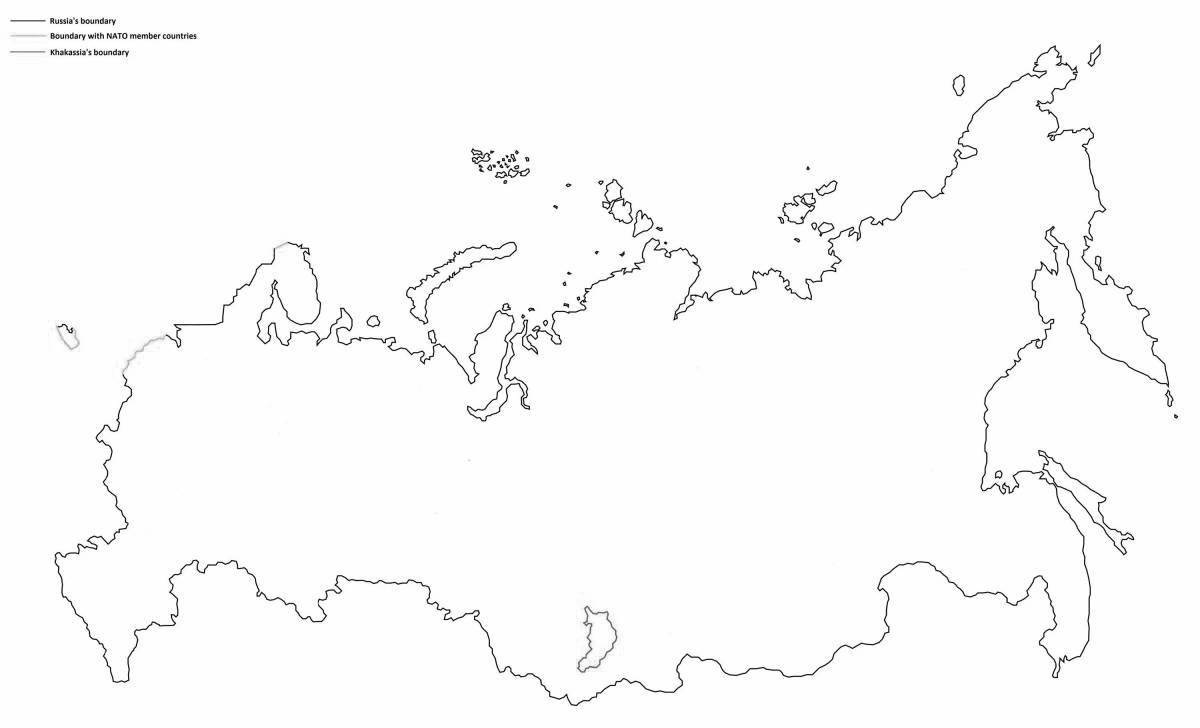 Раскраска элегантная контурная карта россии