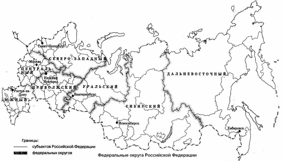 Раскраска изящная контурная карта россии