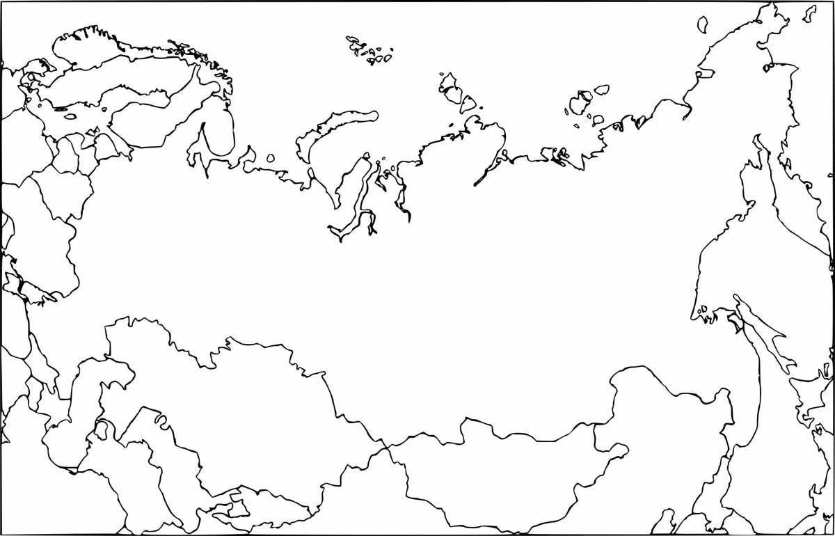 Раскраска шикарная контурная карта россии