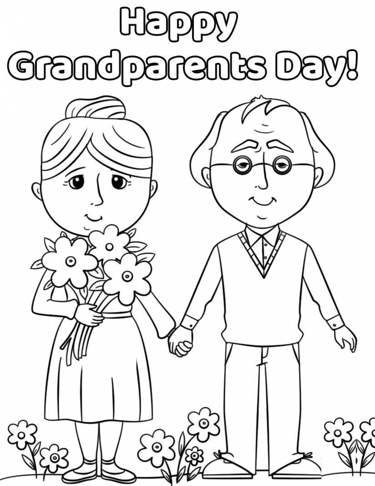 Цветная открытка на день рождения для дедушки от внучки