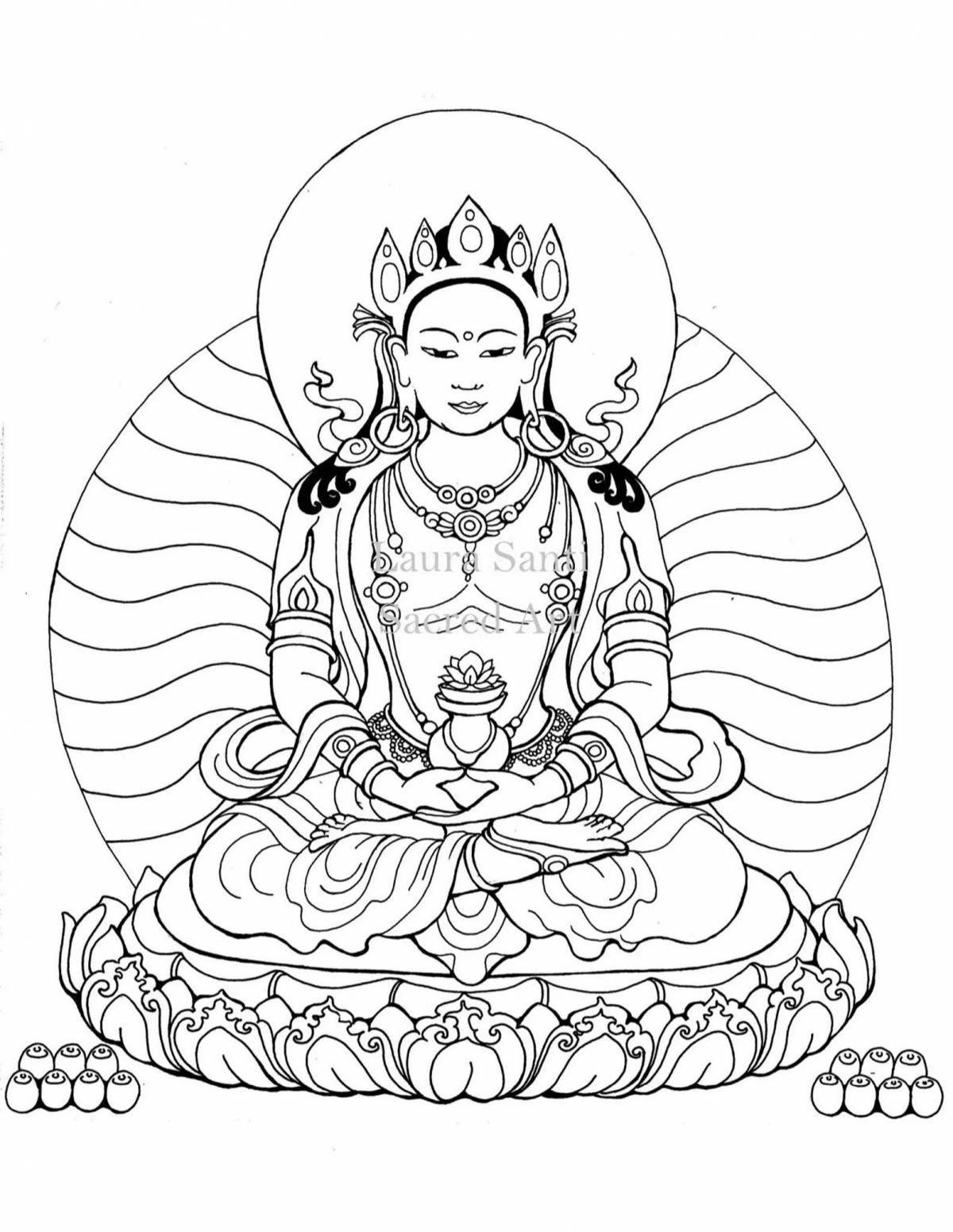 Вдохновляющая страница раскраски буддизма