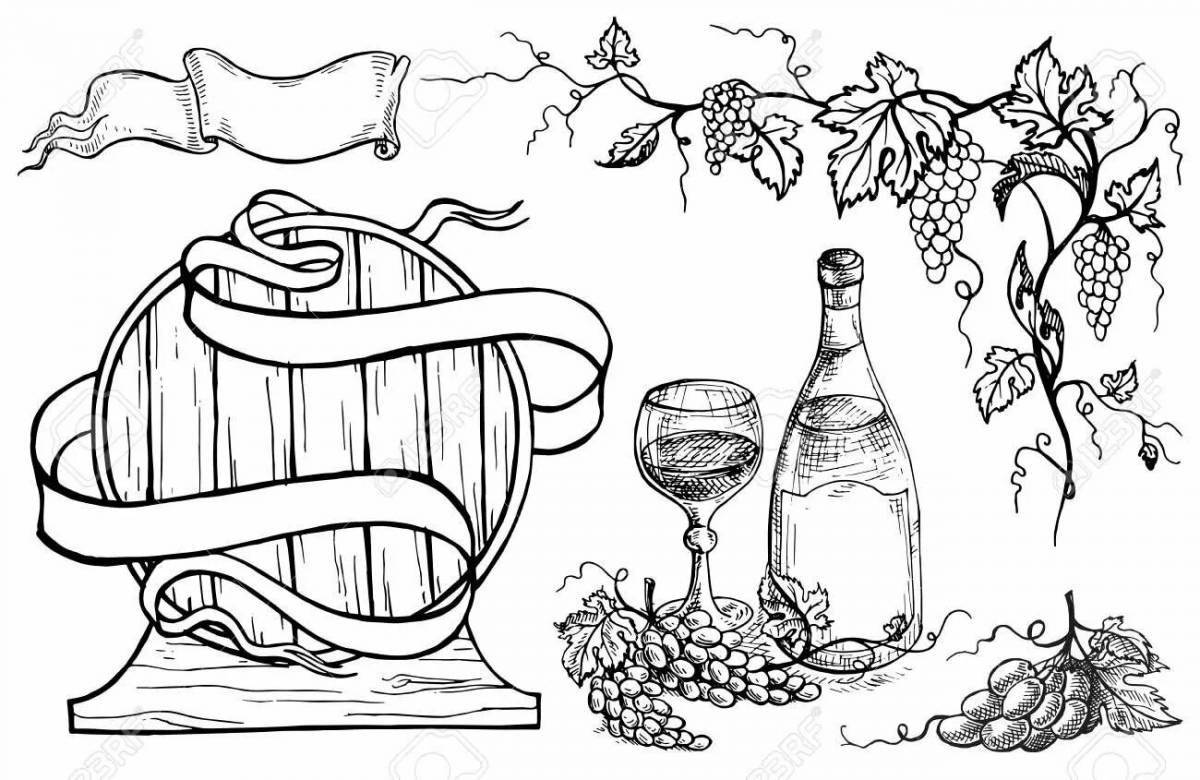 Завораживающая страница раскраски вина