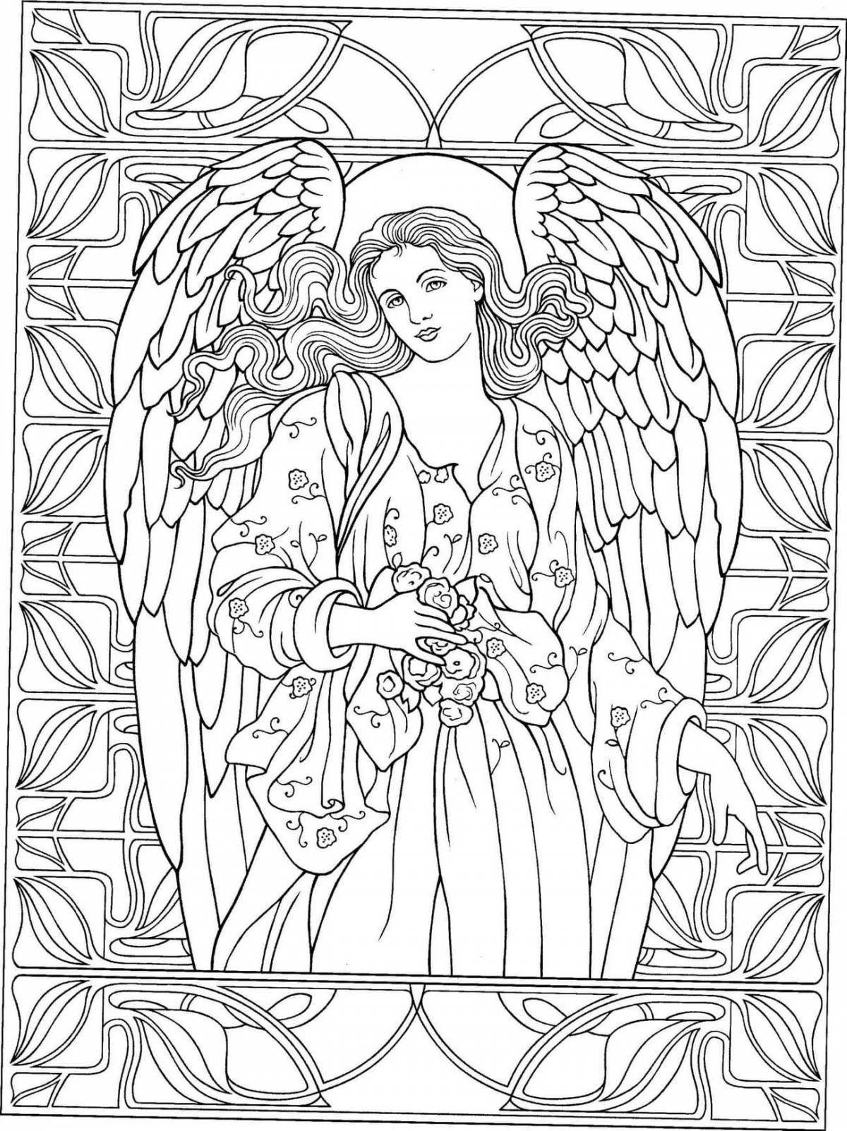 Радостный ангел антистресс-раскраска