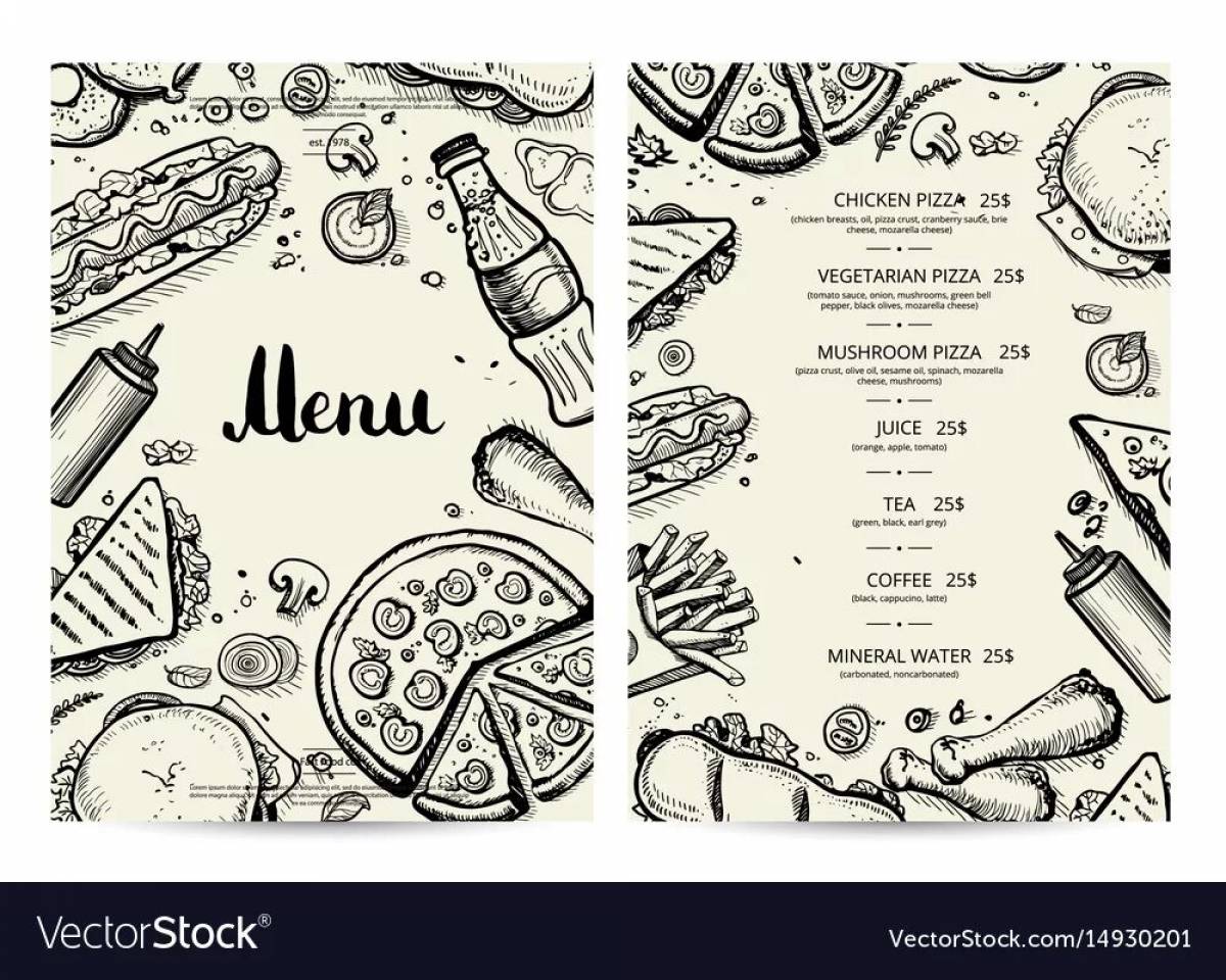 Раскраска инновационное меню ресторана
