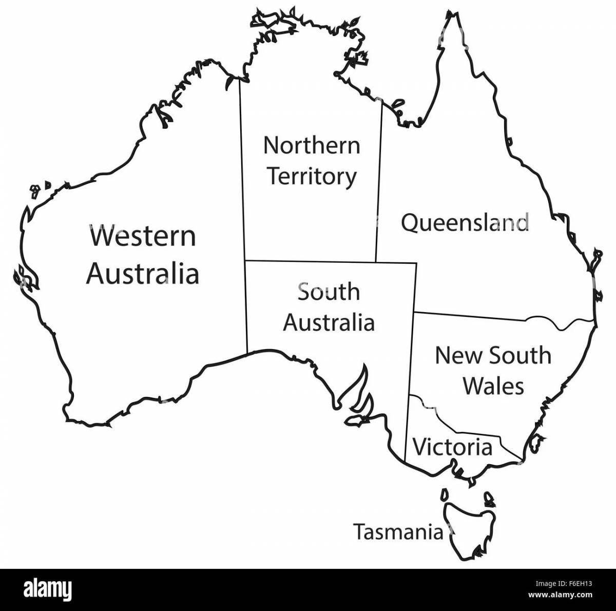 Игривая страница раскраски материковой австралии