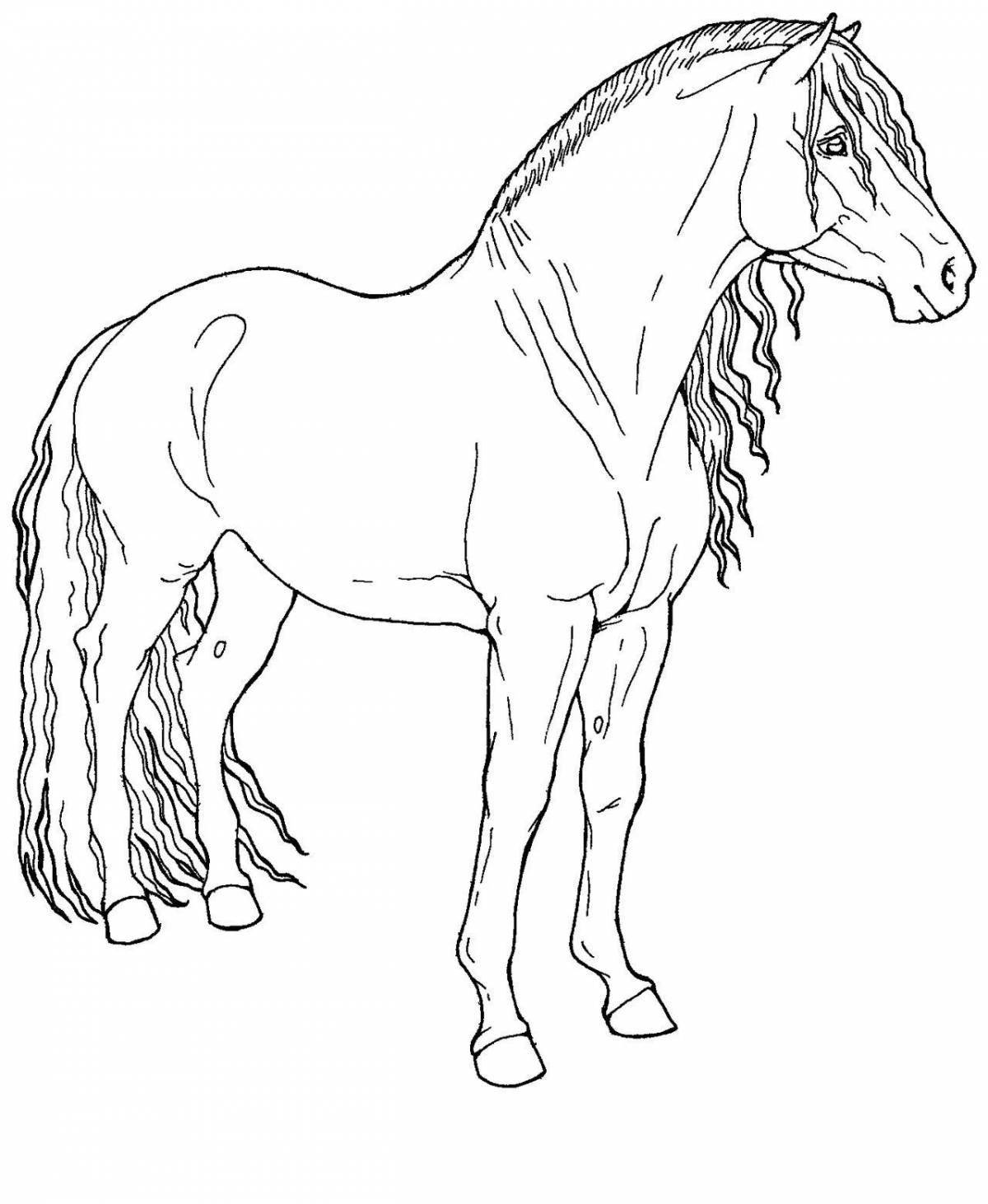 Блестящая раскраска лошадь реалистичная