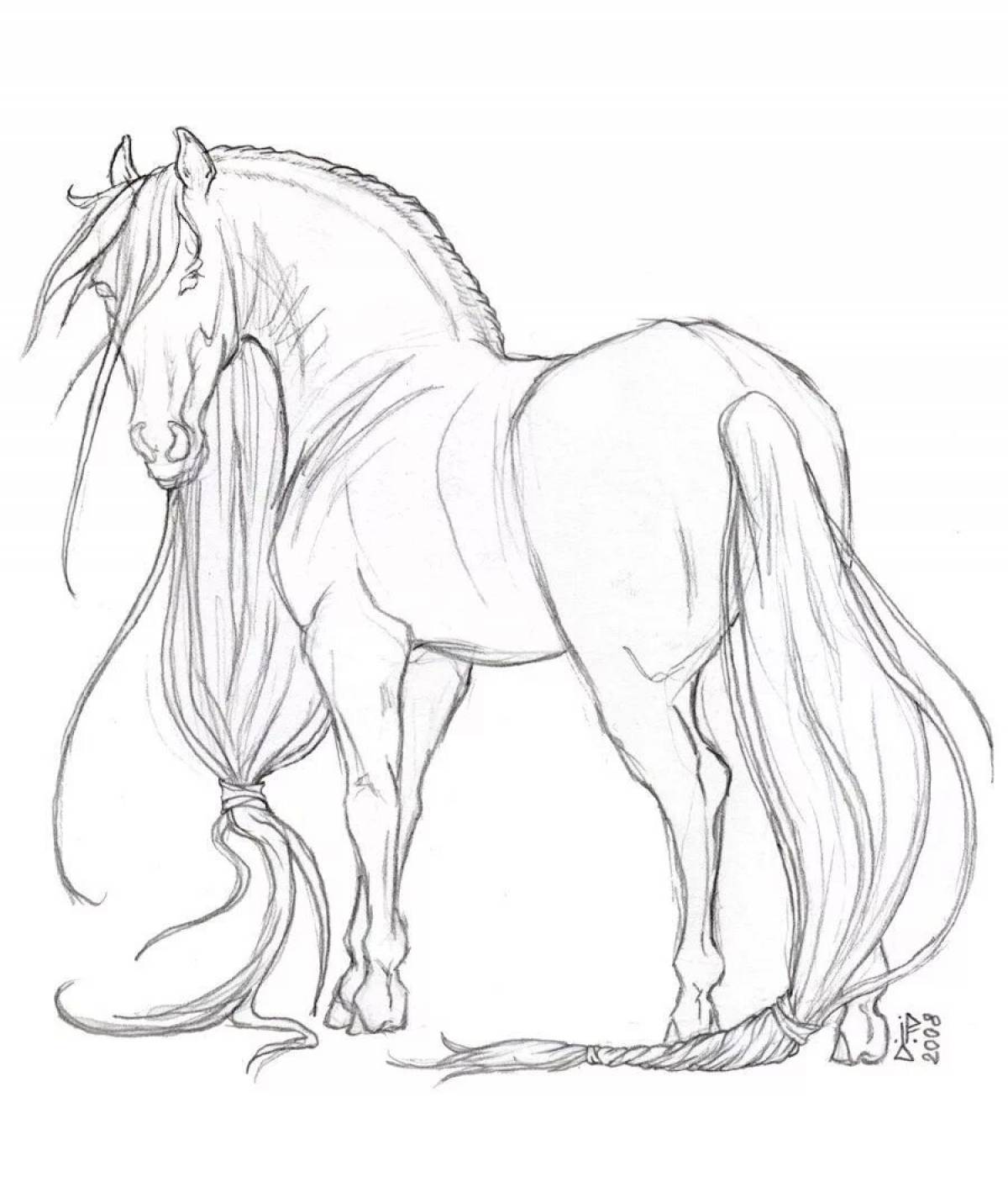 Serendipitous раскраска лошадь реалистичная