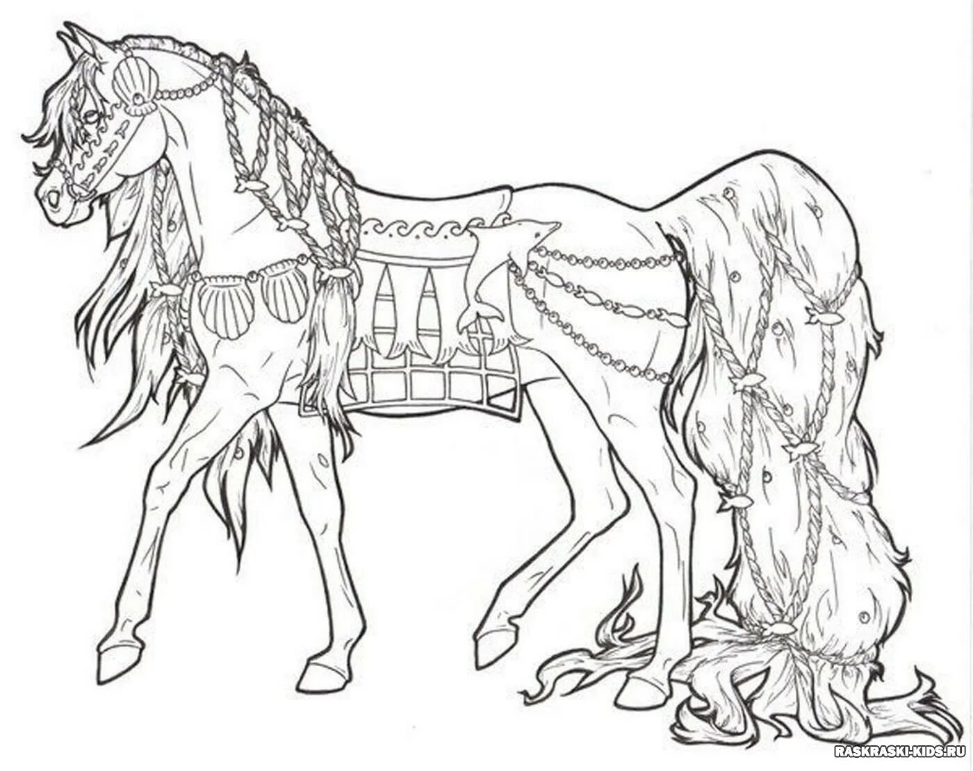 Увлекательная раскраска лошадь реалистичная