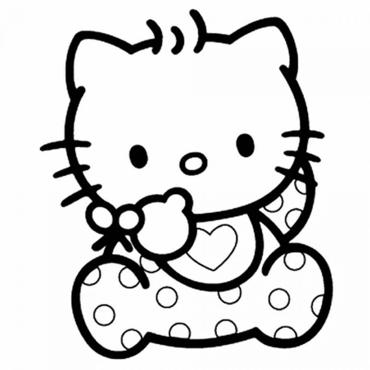 Сказочная страница раскраски стикеров hello kitty