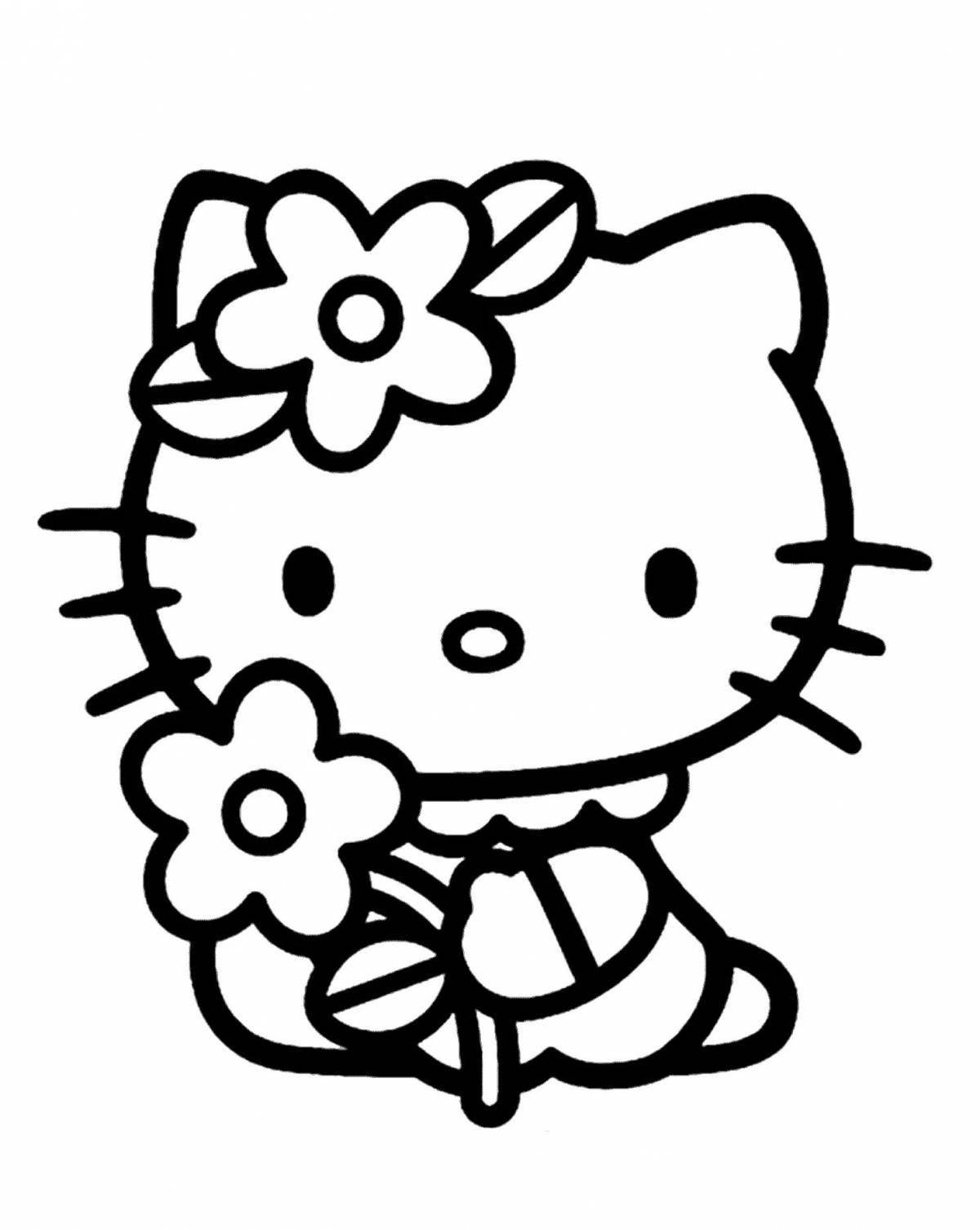 Живая страница раскраски стикеров hello kitty
