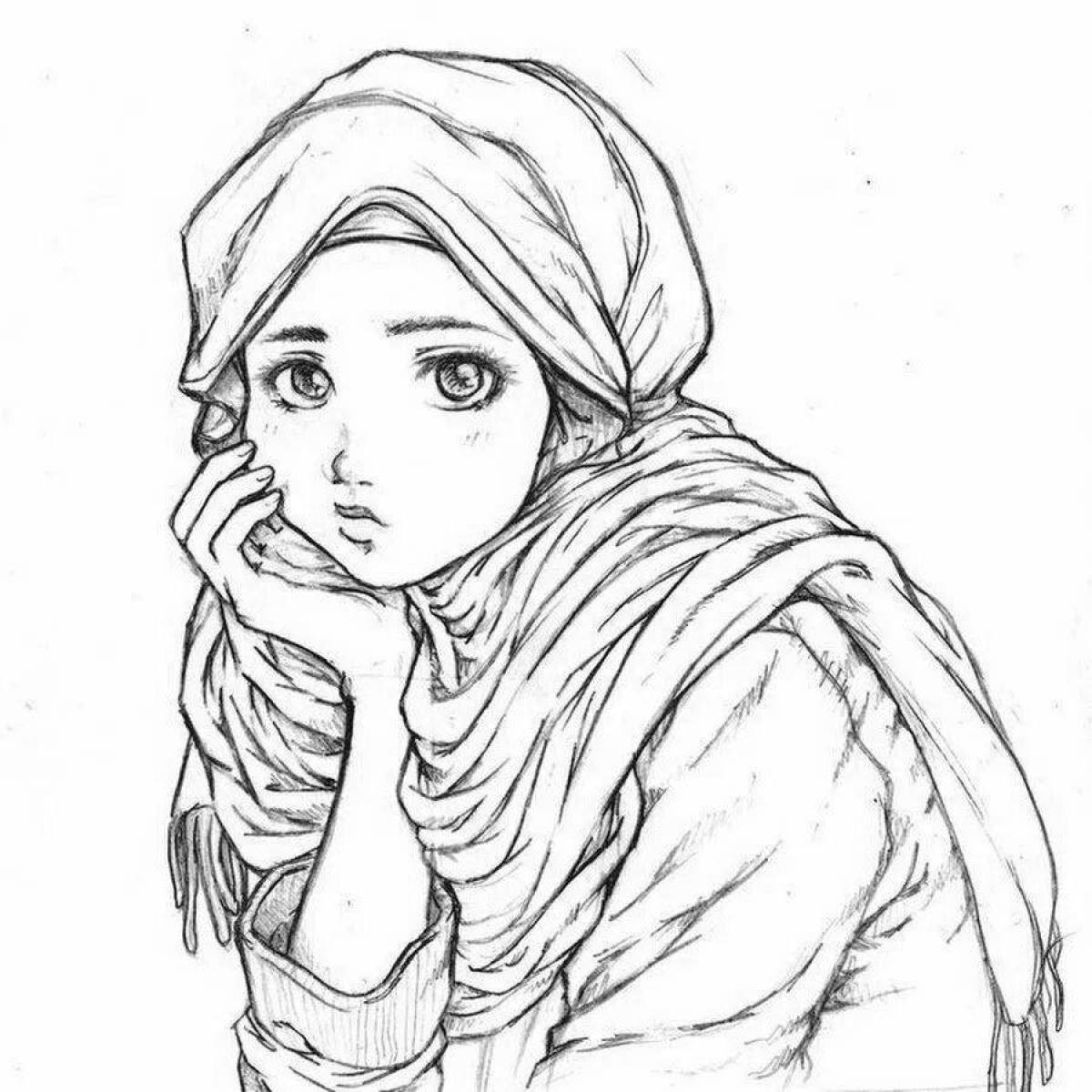 Сияющая раскраска для девочек-мусульманок