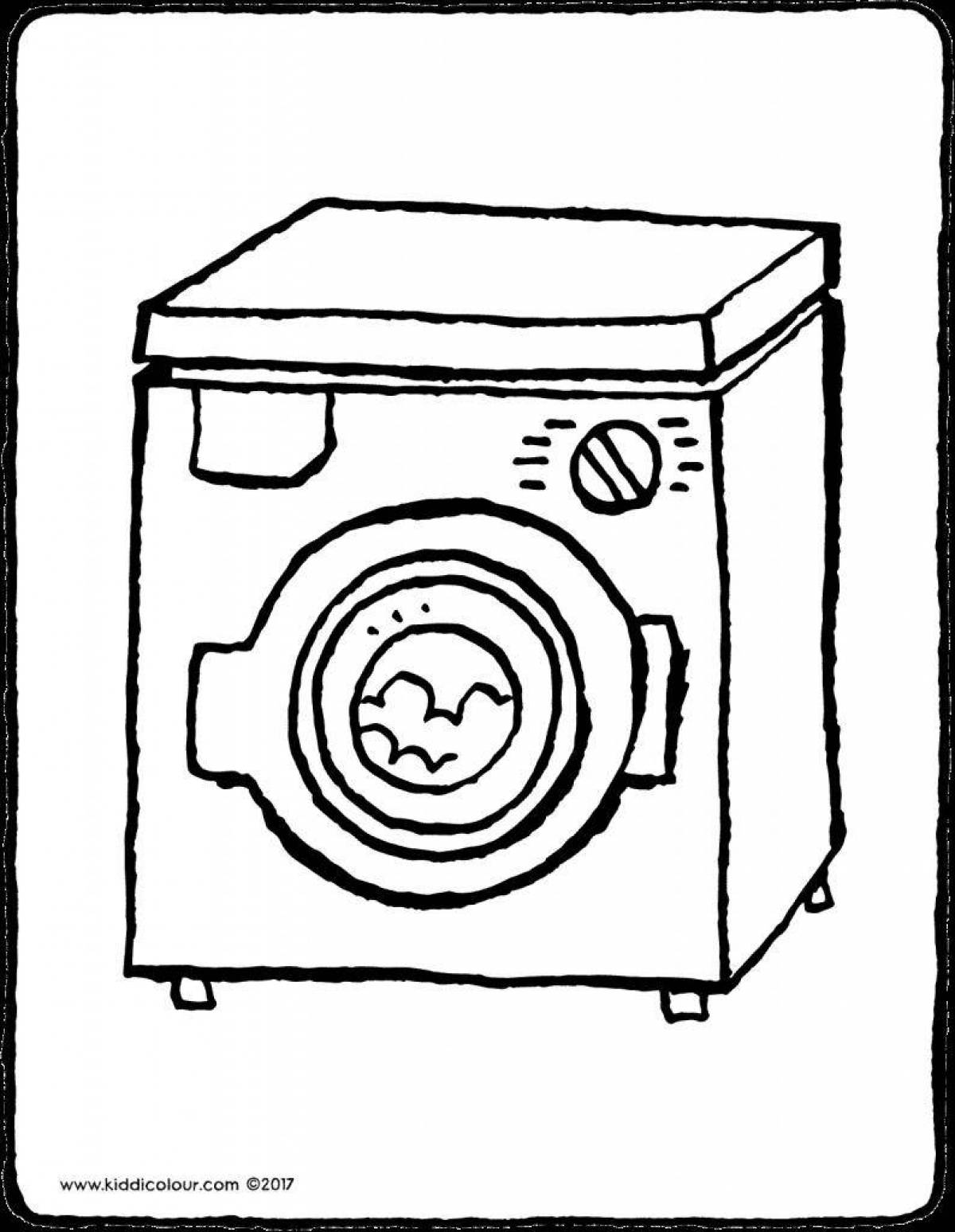 Креативная страница раскраски стиральной машины для самых маленьких