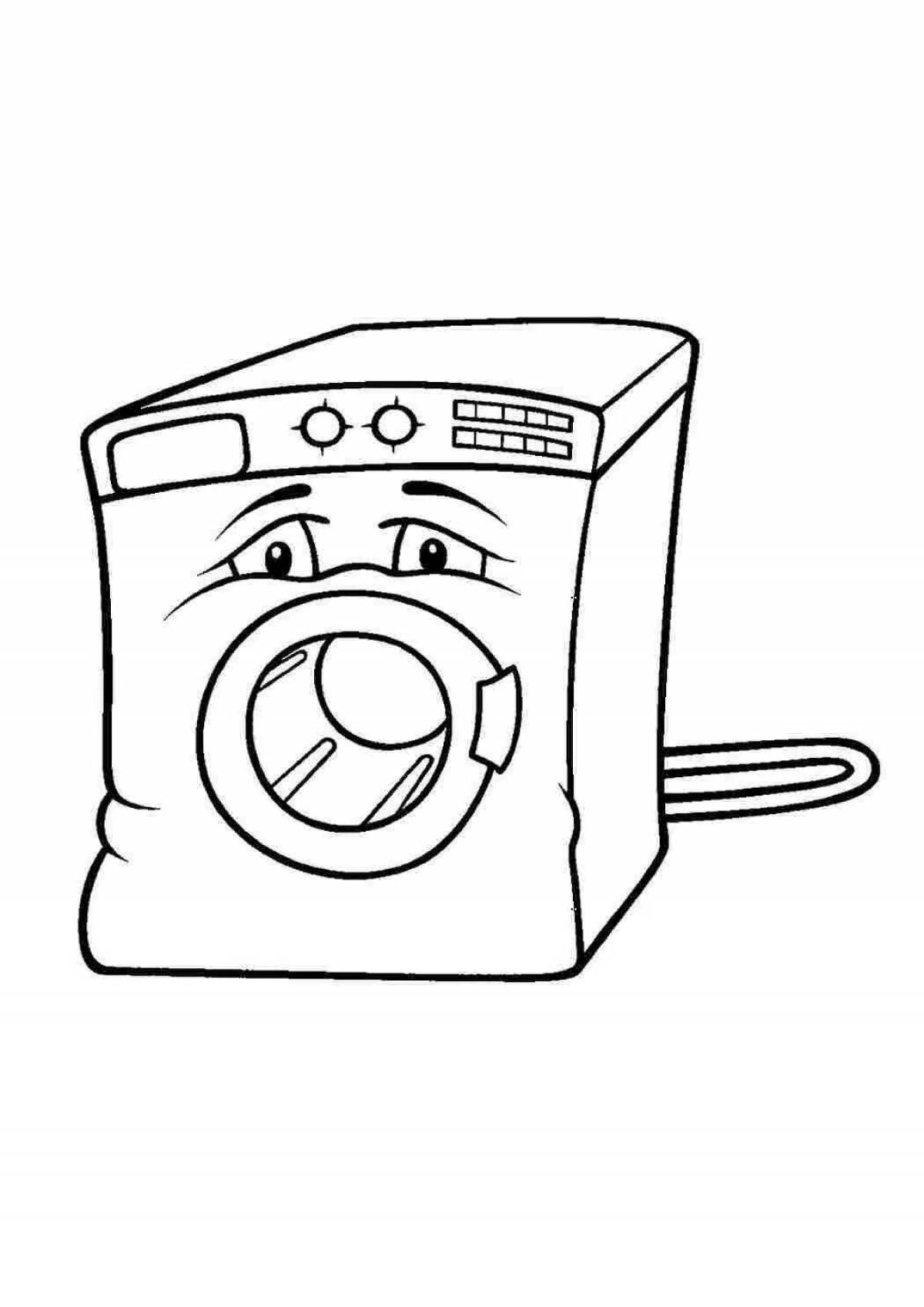 Удивительная страница раскраски стиральной машины для детей