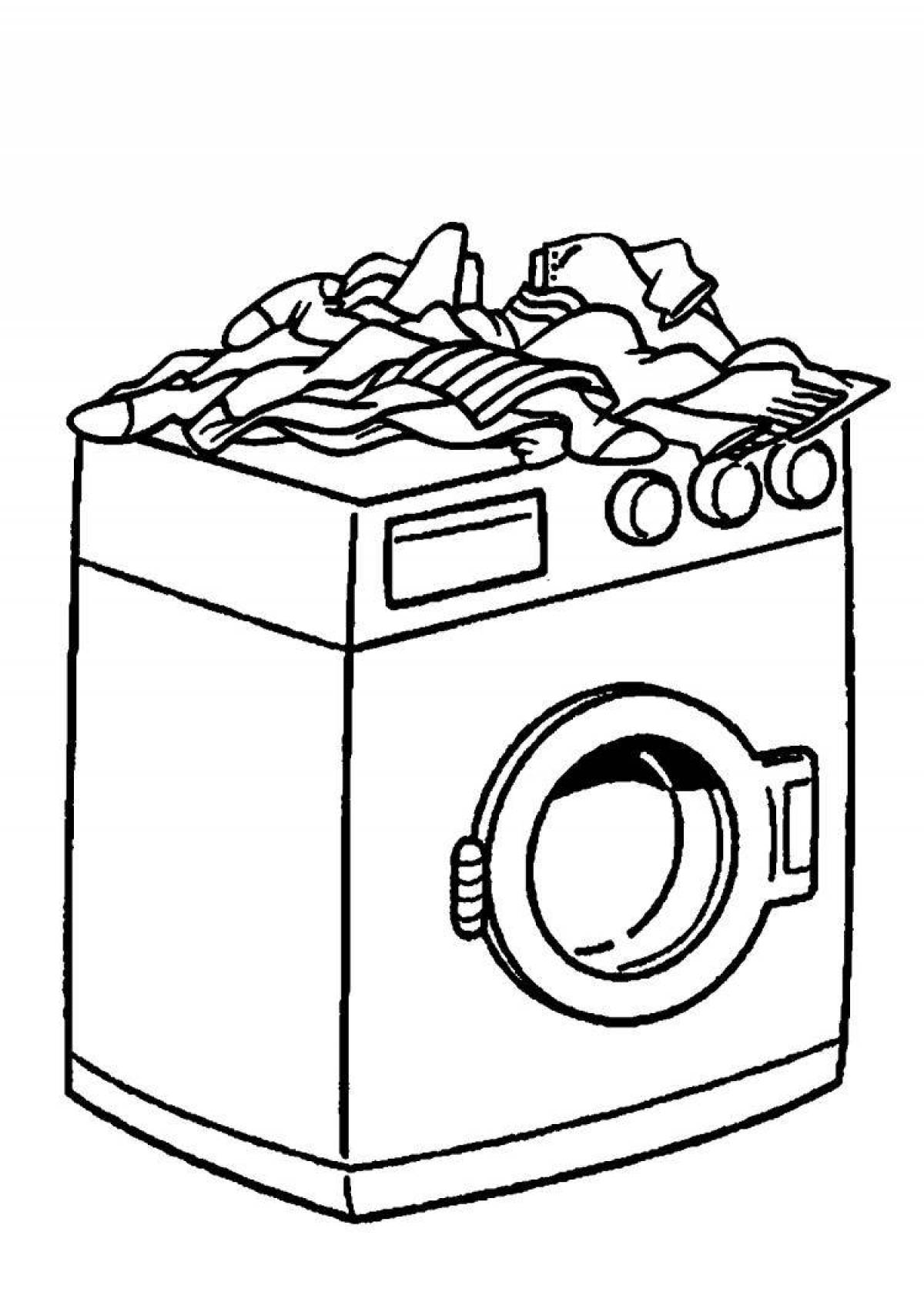 Выдающаяся страница раскраски стиральной машины для детей