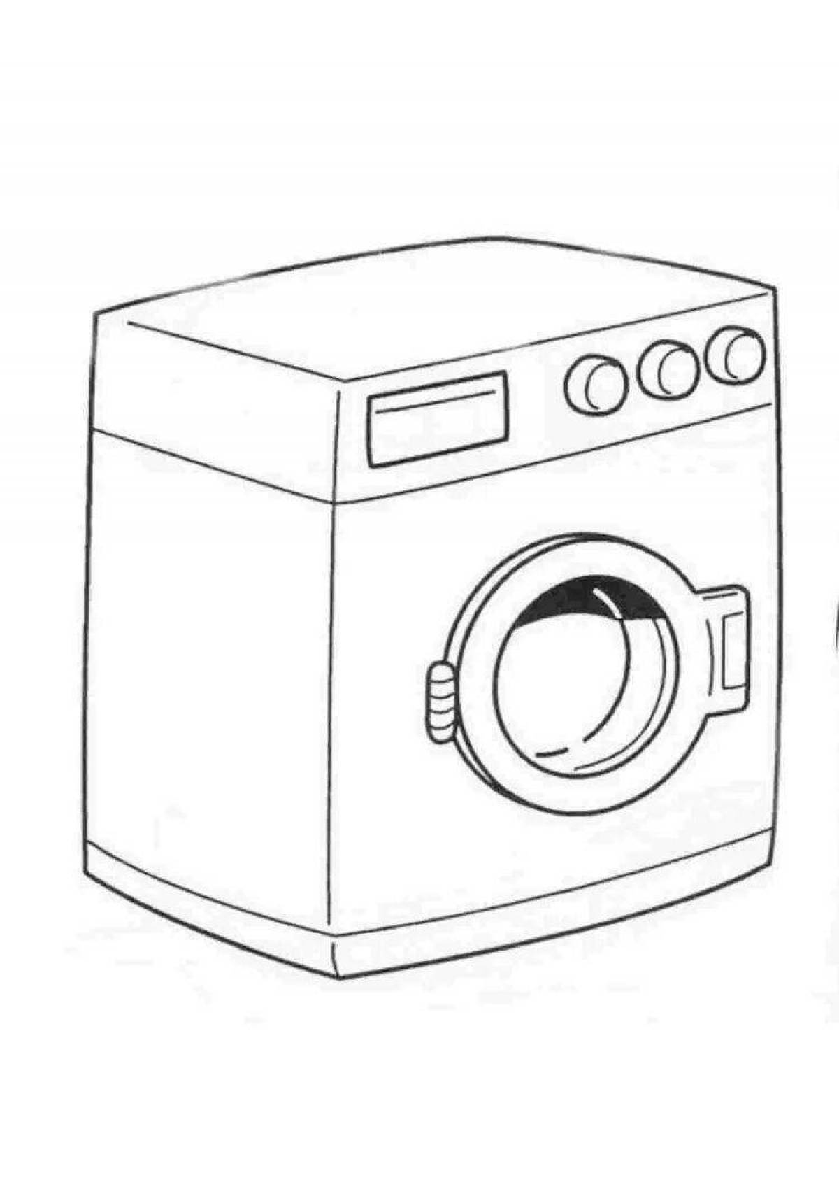 Потрясающая страница раскраски стиральной машины для малышей