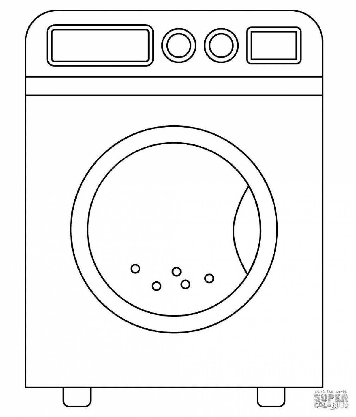 Прекрасная страница раскраски стиральной машины для дошкольников