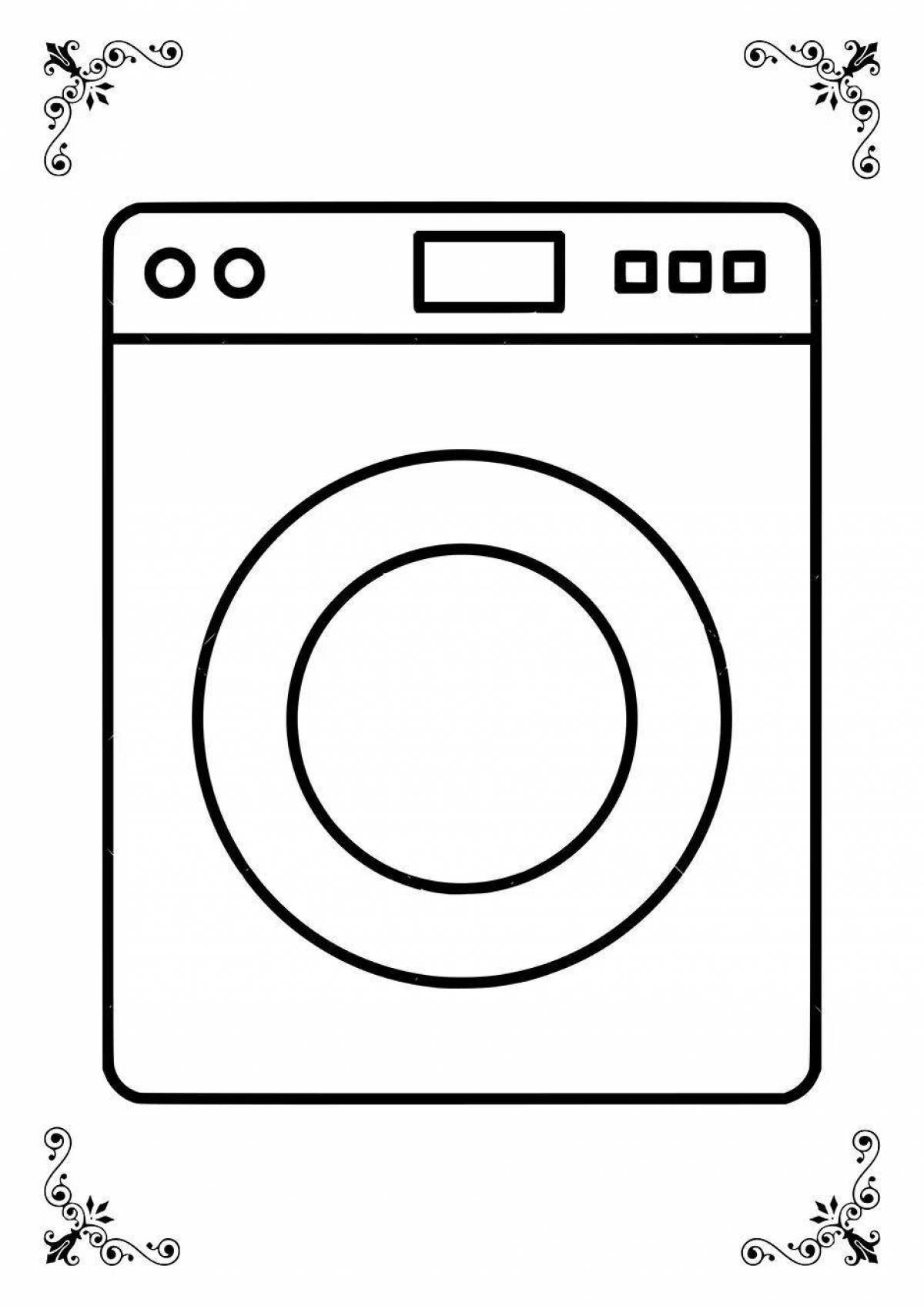 Восхитительная страница раскраски стиральной машины для детей