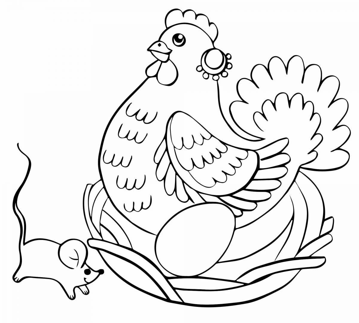 Увлекательная раскраска цыпленок ряба для дошкольников 2-3 лет