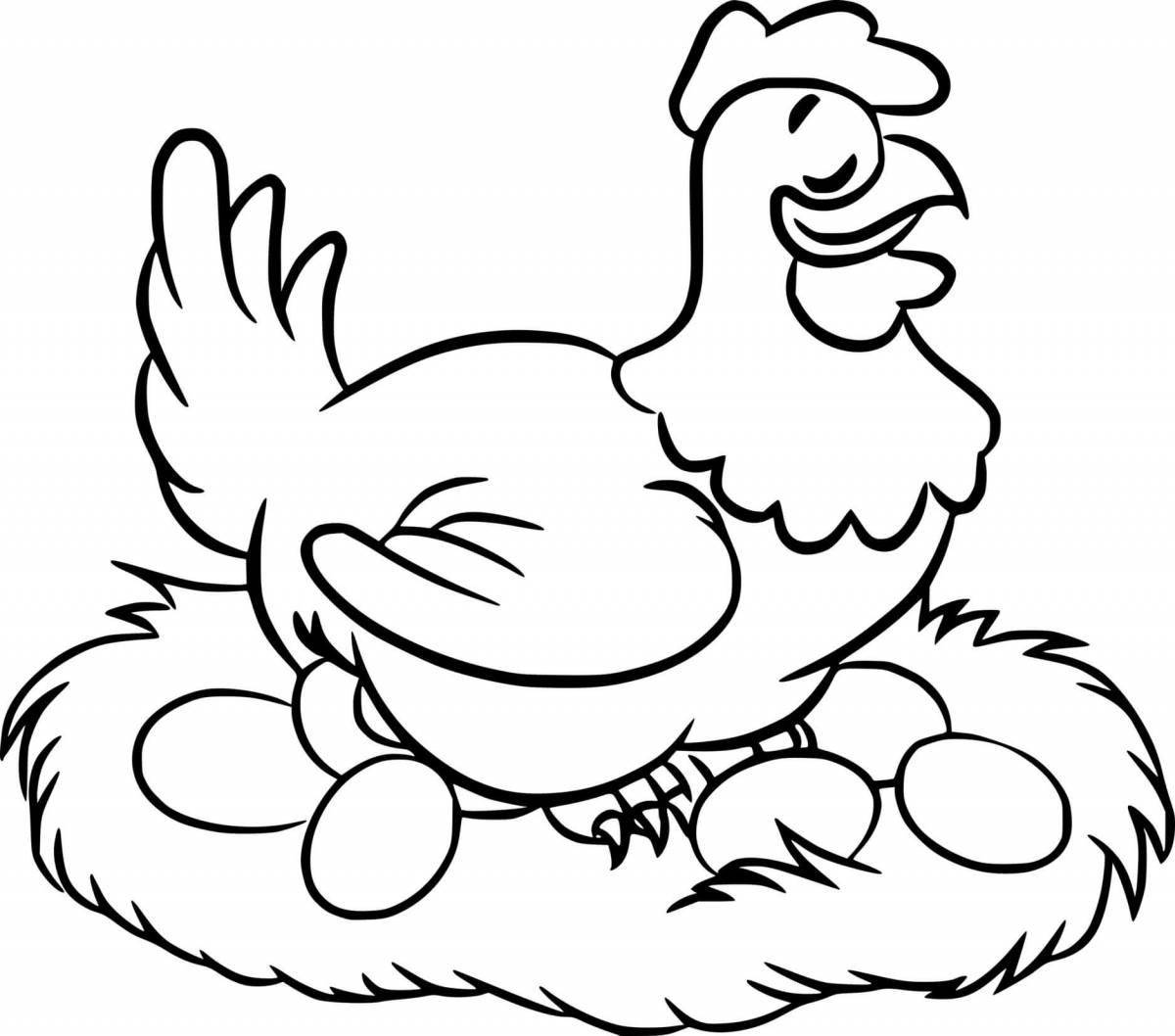 Развлекательная раскраска цыпленок ряба для детей 2-3 лет