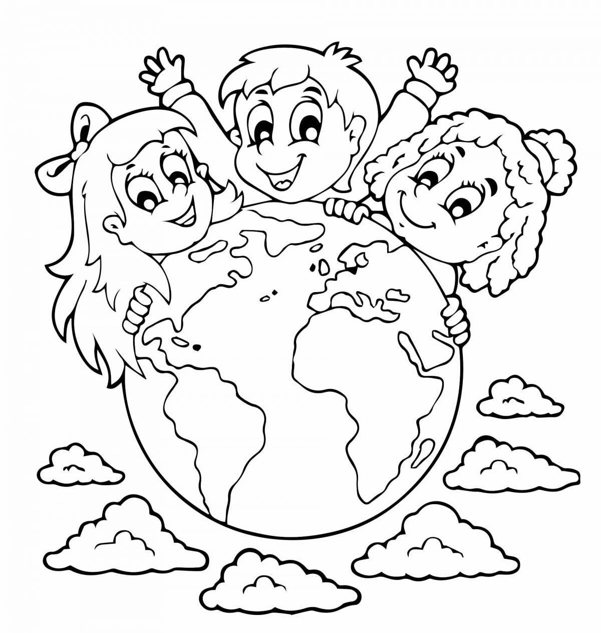 Fun we are for the world for children coloring page