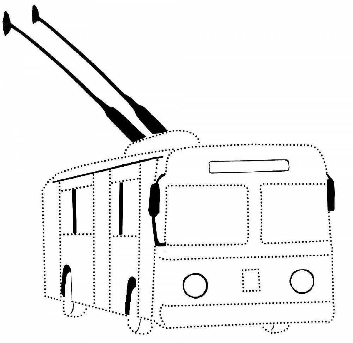 Раскраска сверкающий троллейбус для подростков