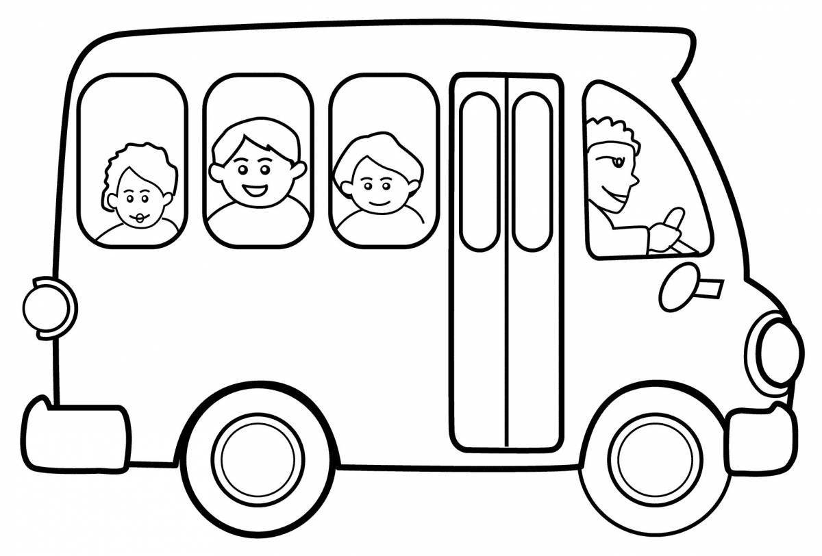 Красочный автобус раскраски для детей 5 лет