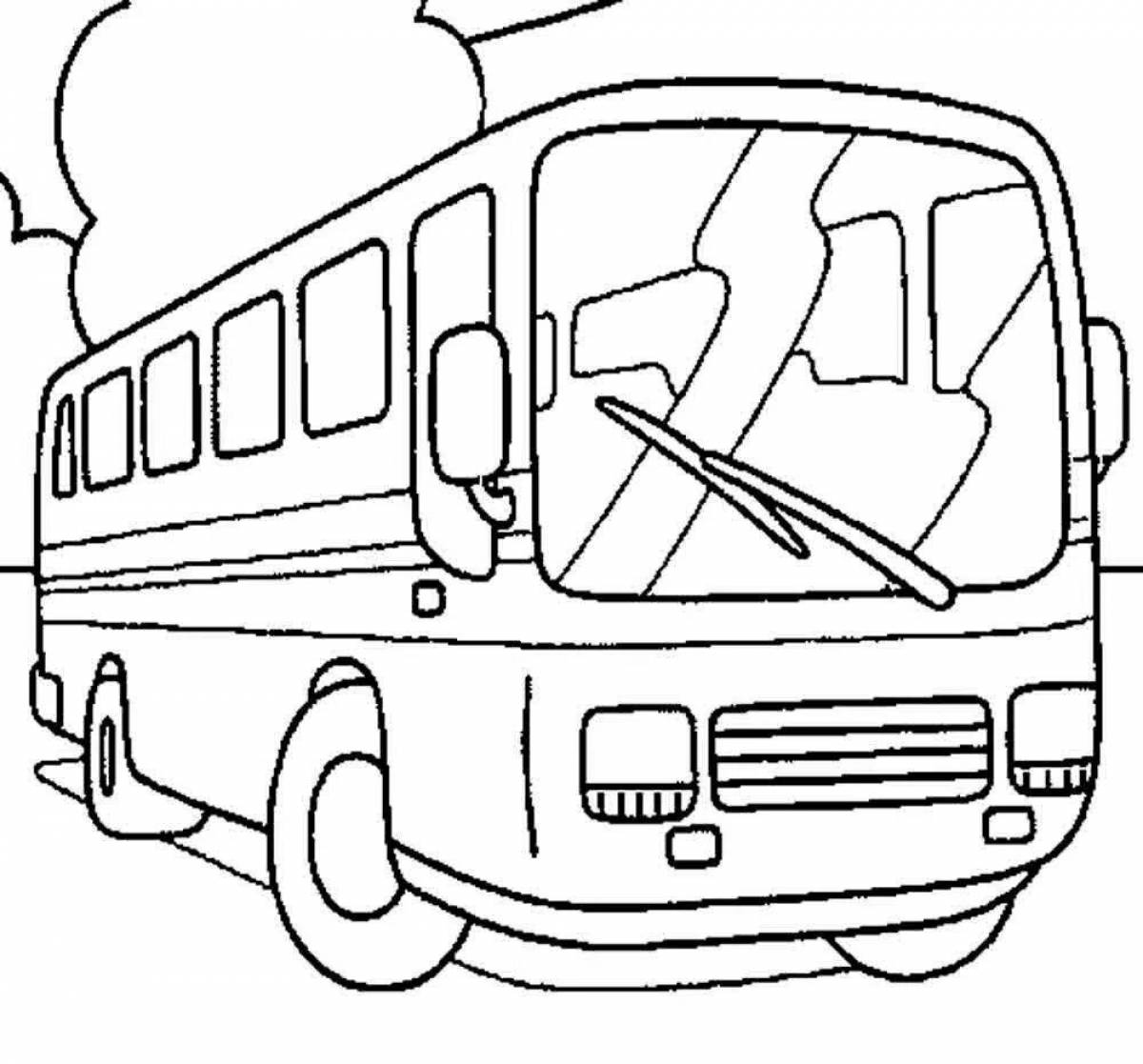 Яркая автобусная раскраска для детей 5 лет