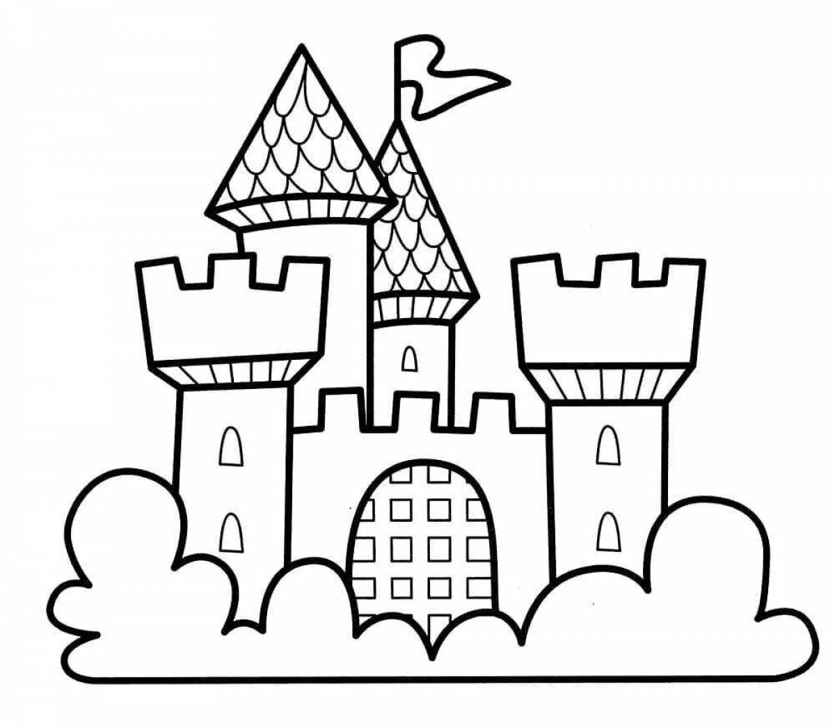 Величественный замок-раскраска для детей 4-5 лет