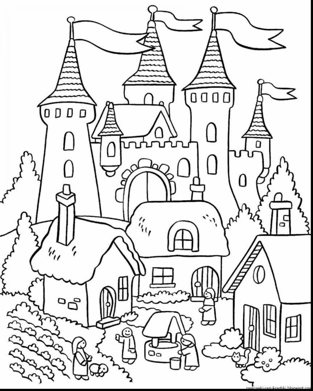 Великолепная раскраска замок для детей 4-5 лет