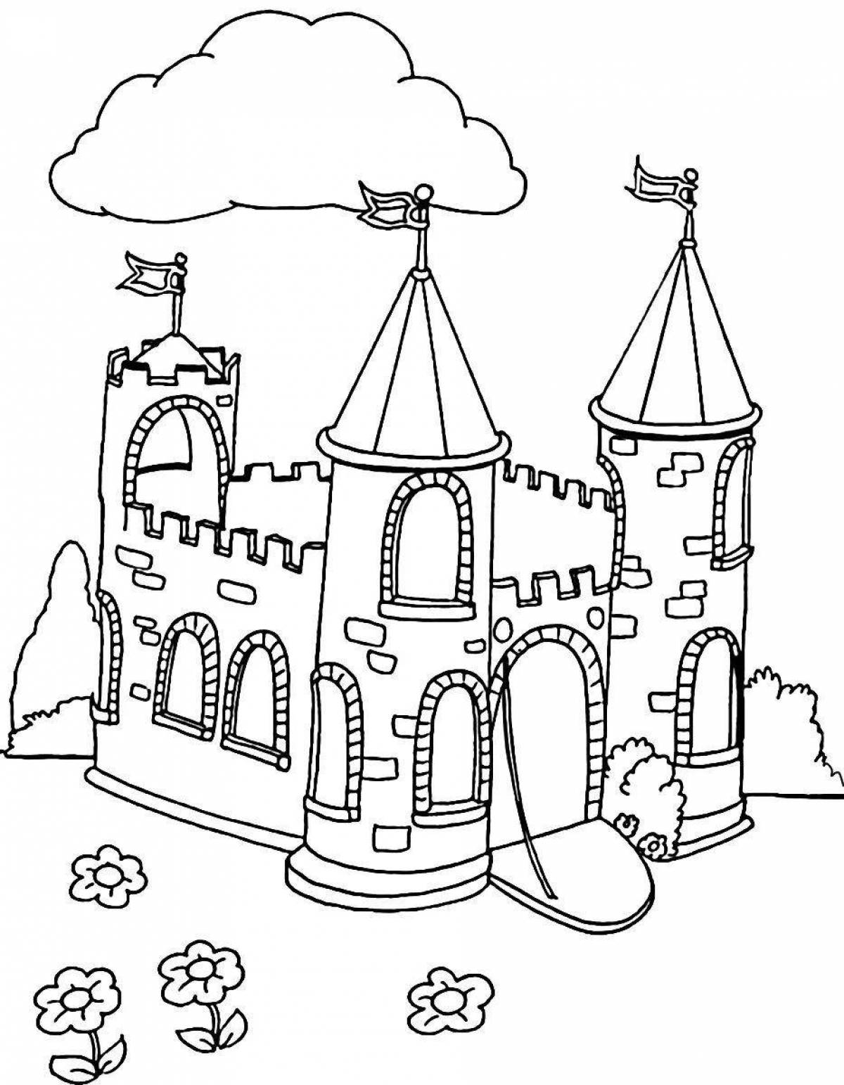 Красочная раскраска замок для детей 4-5 лет