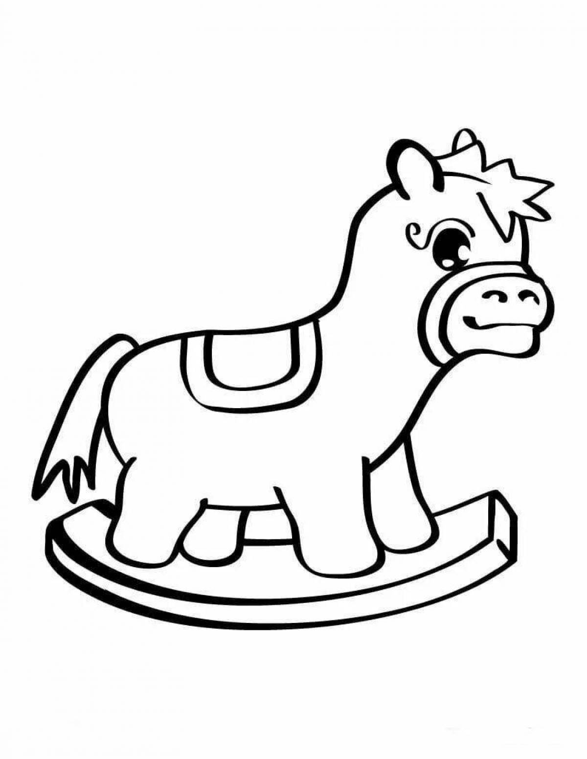 Радостная раскраска лошадь для детей 2-3 лет