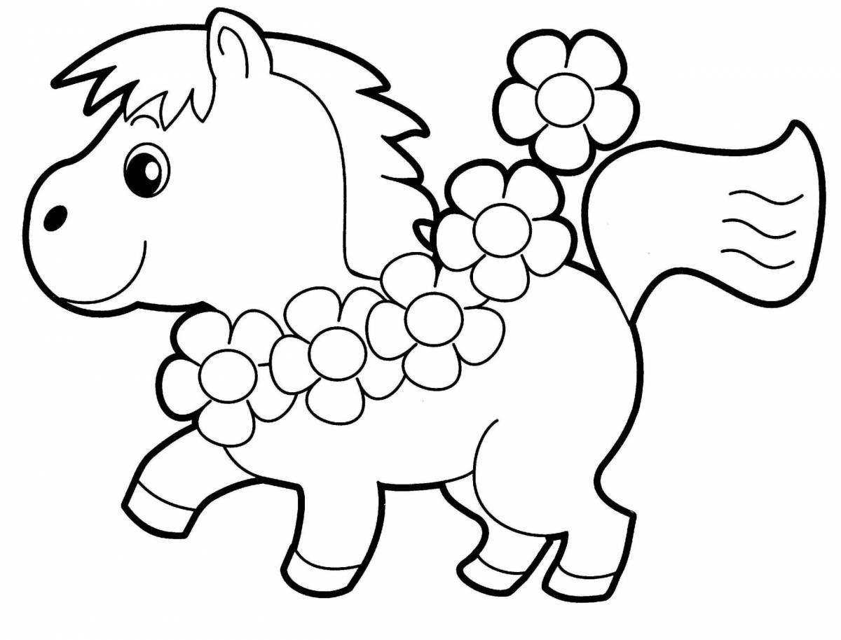 Буйная раскраска лошадь для детей 2-3 лет